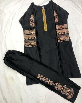 2 Pcs Women's Stitched Tilla Embroidery Suit