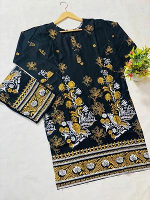 2 Pcs Women Stitched Lawn Printed Suit