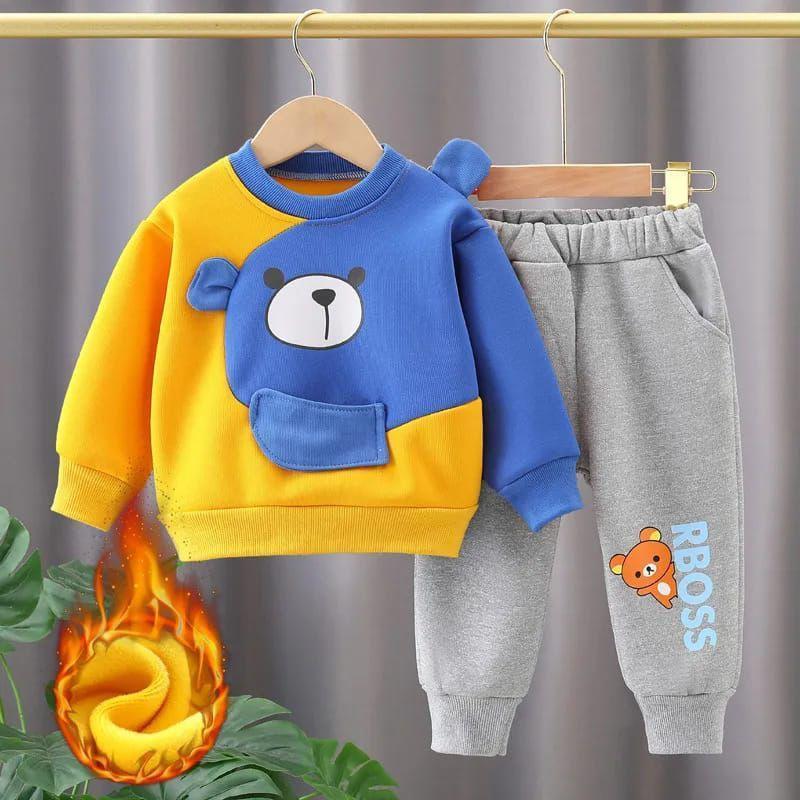 2 Pcs Boy's Fleece Printed Tracksuit