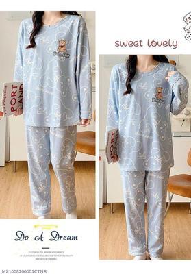 2 Pcs Women's Stitched Cotton Jersey Printed Night Suit