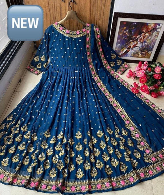 3 Pcs Women's Stitched Silk Embroidered Maxi