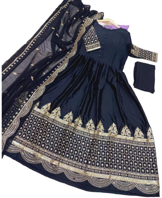 3 Pcs Women's Stitched Shamoz Silk Embroidered Suit