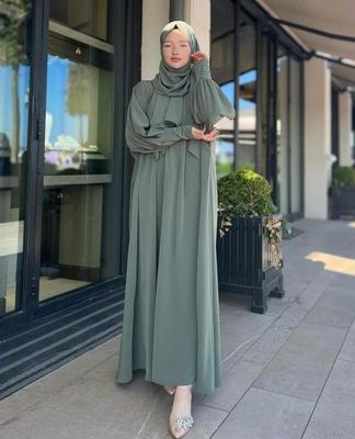 Georgette Plain Full Abaya With Stoller