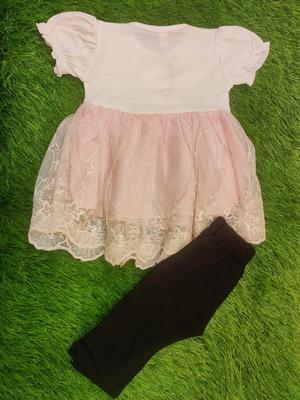 Baby Girl's Blended Frock And Trouser Set