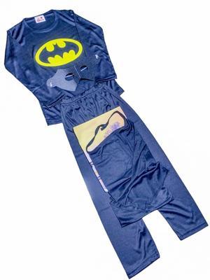 4 Pcs Kids Stitched Dry Fit Micro Batman Costume