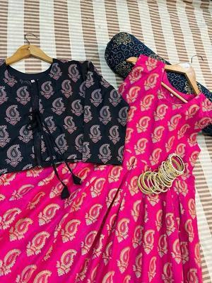 3 Pcs Women's Stitched Katan Silk Printed Frock