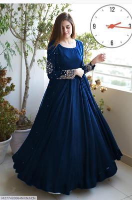 3 Pcs Women's Stitched Shamoz Silk Embroidered Gown Suit