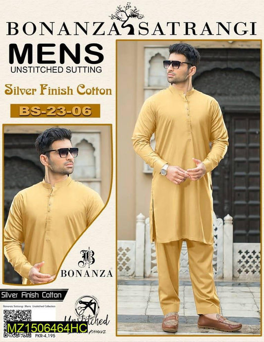 Men's Unstitched Cotton Plain Suit