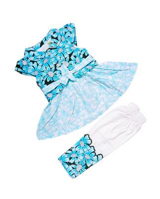 Baby Girl's Cotton Printed Frock And Trouser Set