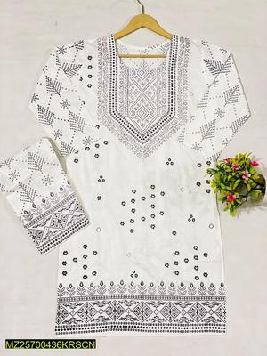 2 Pcs Women's Stitched Linen Printed Suit