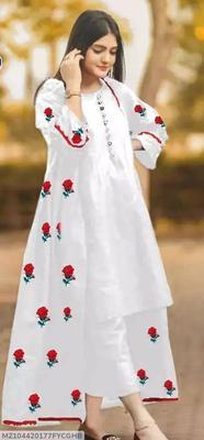 3 Pcs Women's Stitched Katan Silk Embroidered Gown Suit