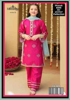 3 Pcs Girl's Dhanak Embroidered Unstitched Suit 1