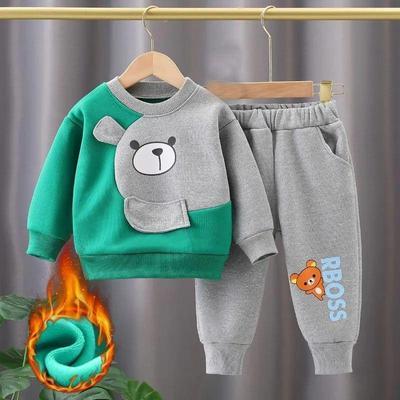 2 Pcs Girl's Fleece Printed Sweatshirt Tracksuit