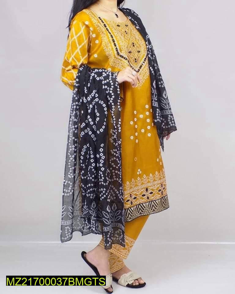 3 Pcs Chunri Mirror Silk Suit