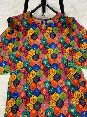 2 Pcs Women's Stitched Lawn Printed Shirt And Trouser