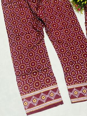 2 Pcs Women's Stitched Linen Printed Suit