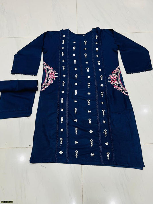 2 Pcs Women's Stitched Linen Printed Suit