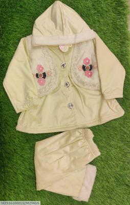 2 Pcs Girl's Velvet Printed Shirt And Trouser Suit