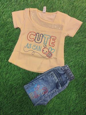 Baby Girl's Blended Shirt With Jeans Pent