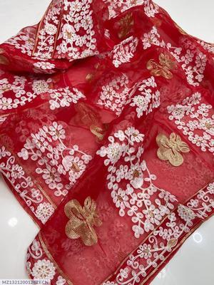 1 Pc Women's Stitched Organza Sequins Embroidered Dupatta