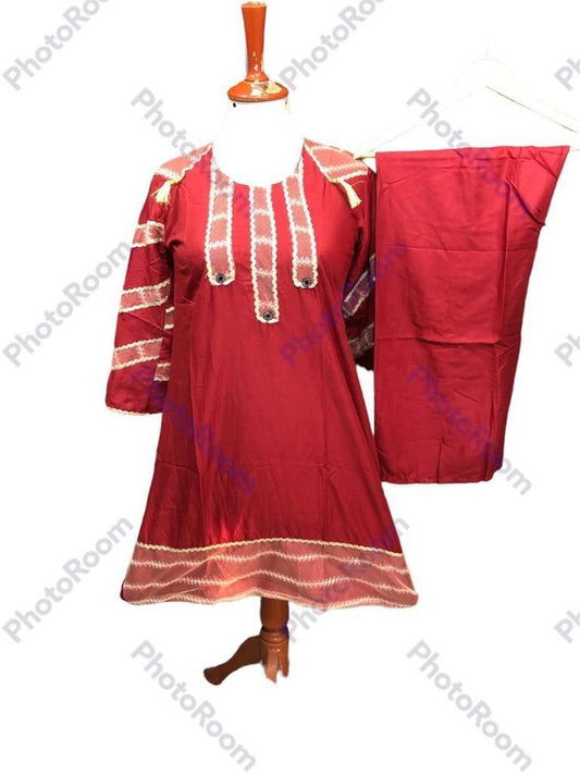 2 Pcs Women's Stitched Linen Printed Suit