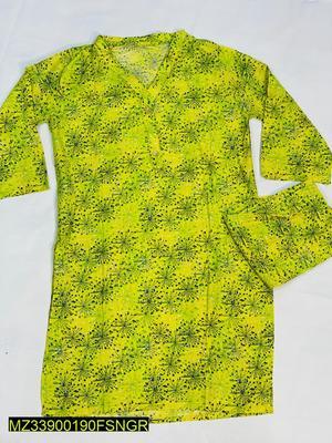 2 Pcs Women's Stitched Linen Printed Suit