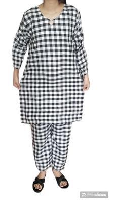 2 Pcs Women's Stitched Wool Printed Suit