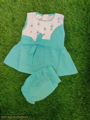 Baby Girl's Blended Shirt With Cotton Trouser