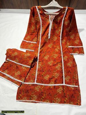 2 Pcs Women's Stitched Dhanak Printed Suit