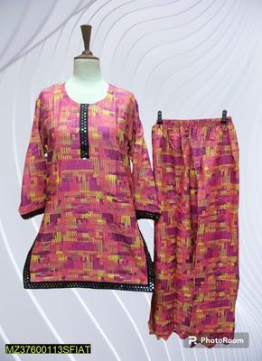 2 Pcs Women Stitched Lawn Printed Suit