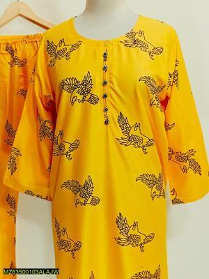 2 Pcs Women's Stitched Lawn Printed Suit