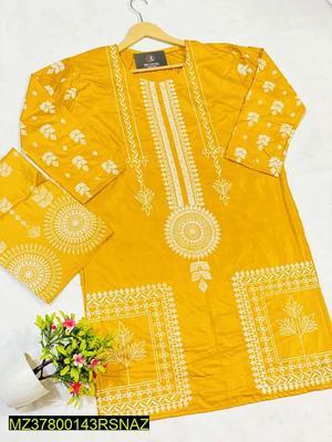 2 Pcs Women's Stitched Arabic Lawn Printed Suit