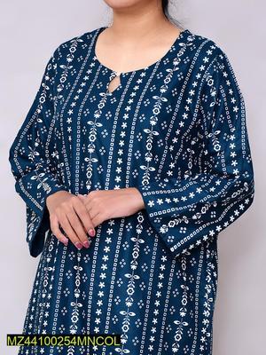 2 Pcs Women's Stitched Linen Printed Suit