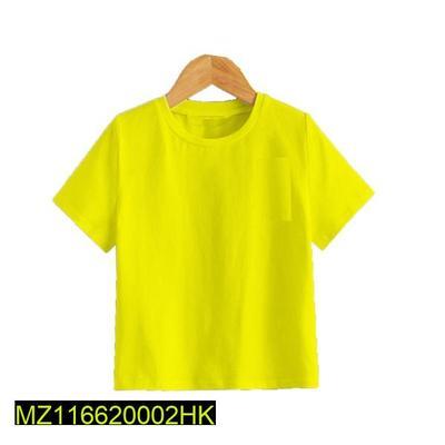 Kid's Stitched Cotton Jersey Plain T-Shirt