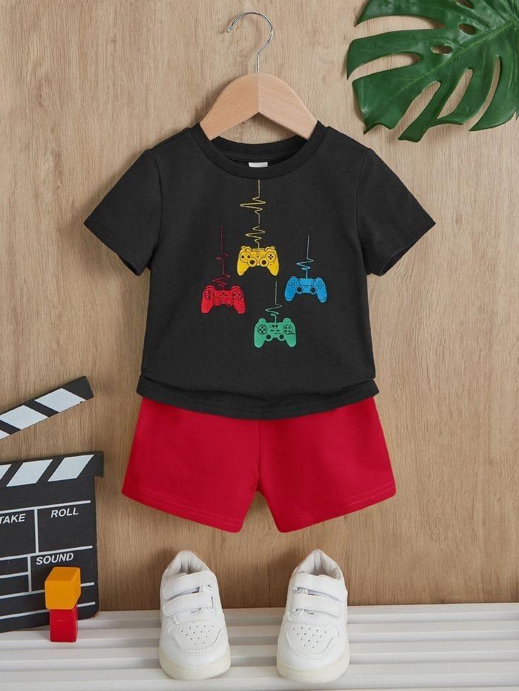 Boy's Jersey Printed T-Shirt And Shorts Set