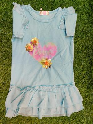 Girl's Stitched Blended Printed T-Shirt