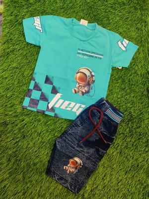 Boy's Blended Printed T-Shirt And Shorts Set -