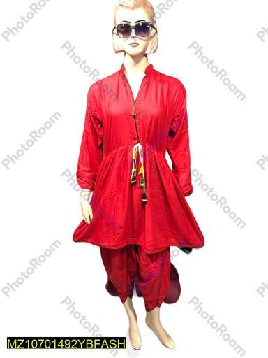 2 Pcs Women's Stitched Linen Suit