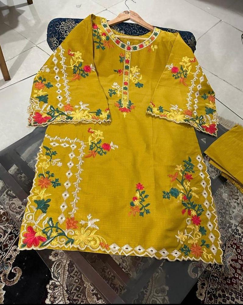 2 Pcs Women's Stitched Khaadi Embroidered Suit