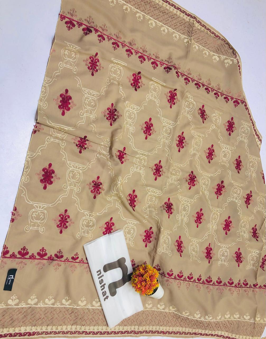 1 Pc Women's Stitched Swiss Lawn Embroidered Dupatta