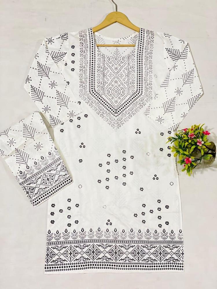 2 Pcs Women's Stitched Lawn Printed Suit