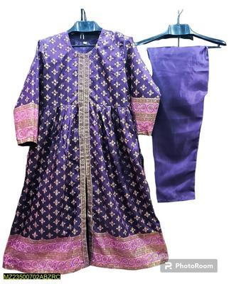 2 Pcs Women's Stitched Katan Silk Printed Suit