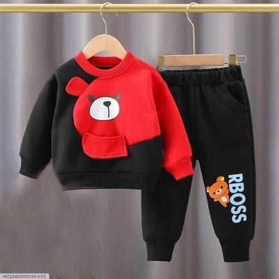 2 Pcs Boy's Fleece Printed Tracksuit