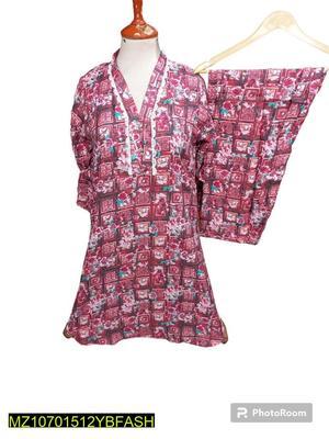 2 Pcs Women's Stitched Linen Printed Suit