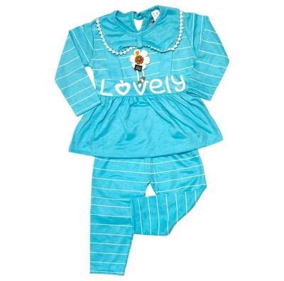 2 Pcs Baby Girl Jersey frock With Trouser