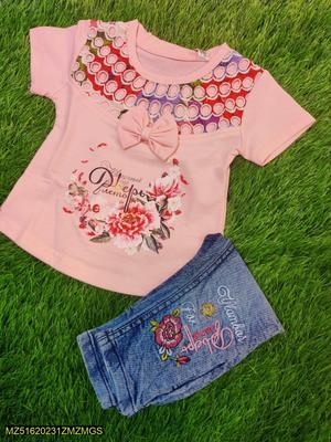 Baby Girl's Blended Shirt With Jeans Pent