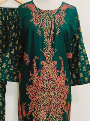 2 Pcs Women's Stitched Lawn Printed Suit