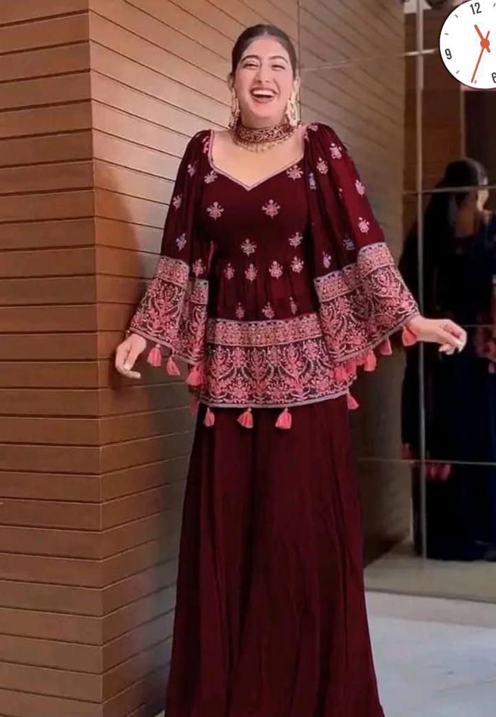 3 Pcs Women's Stitched Chiffon Embroidered Suit