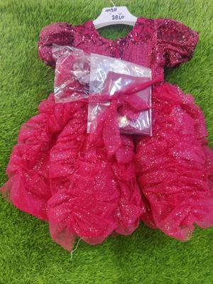 1 Pc Girl's Stitched Net Embroidered Frock