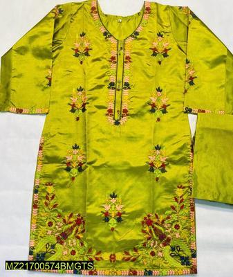 2 Pcs Women's Stitched Silk Embroidered Suit